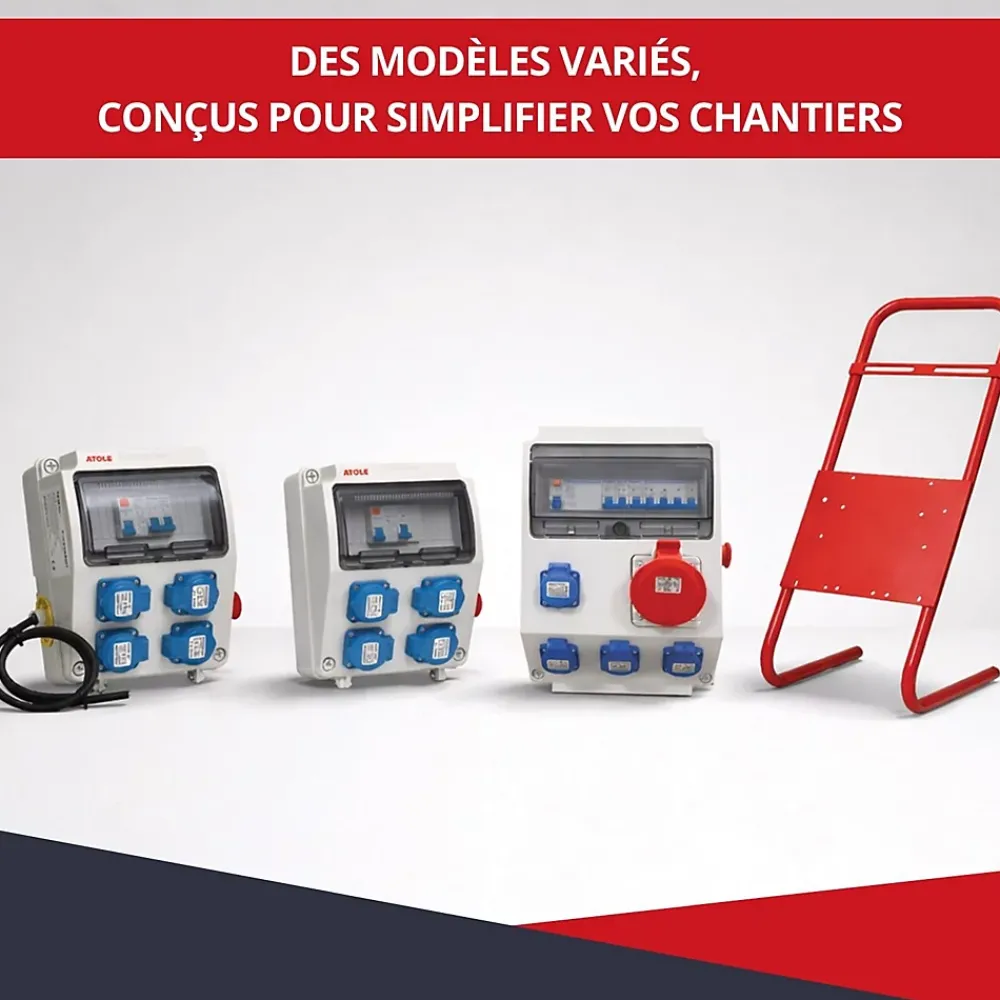 Atole Tableau Électrique Pré-Équipé-Coffret de Chantier Monophasé 230V - 4 Prises NF 2P+T - 16A - 9 Modules - Coffret Électrique avec câble