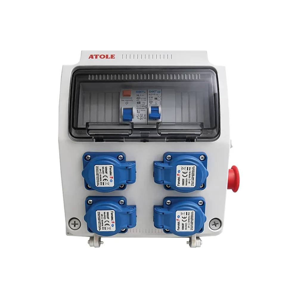 Atole Coffret de Chantier Monophasé 230V - 4 Prises NF 2P+T - 16A - 9 Modules - Coffret Électrique sans câble