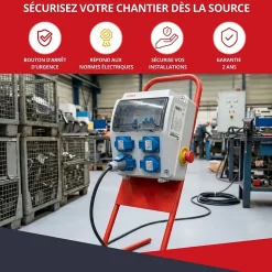 Atole Coffret de Chantier Monophasé 230V - 4 Prises NF 2P+T - 16A - 9 Modules - Coffret Électrique sans câble