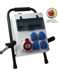 Carré Rouge Tableau Électrique Pré-Équipé-Coffret De Chantier 5 Prises 63a 400v Sur Pied