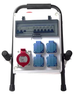 Carré Rouge Tableau Électrique Pré-Équipé-Coffret De Chantier 5 Prises 63a 400v Sur Pied
