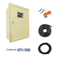 Tecko Coffret de chantier triphasé 18/36 kW - pack complet raccordement AIR 15 mètres conforme ENEDIS pour branchement provisoire