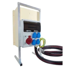 Tecko Tableau Électrique Pré-Équipé-Coffret de chantier triphasé 18/36 kW - pack complet raccordement AIR 15m avec prise 63A conforme ENEDIS