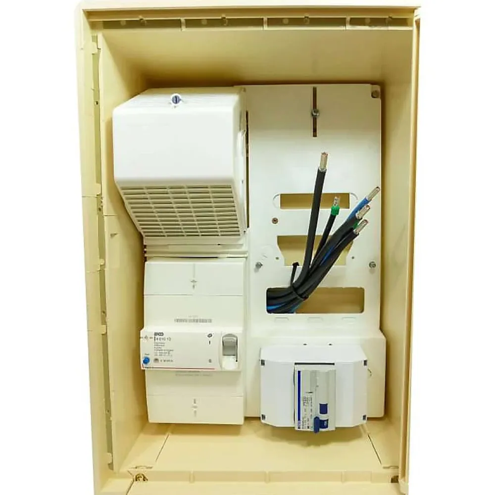Tecko Tableau Électrique Pré-Équipé-Coffret de chantier triphasé 18/36 kW - pack complet raccordement AIR 15m avec prise 63A conforme ENEDIS