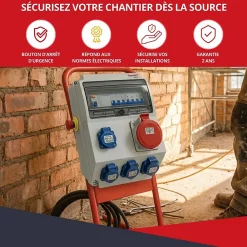 Atole Coffret de Chantier Triphasé 440V - 4P+N+T - IP44 IK08 - 32A - Coffret Électrique