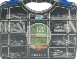 Scell-It Coffret de 120 chevilles 100% nylon quadruple expansion + vis assorties