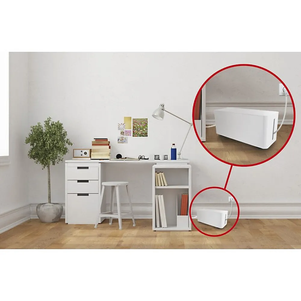 Lifebox Coffret de rangement câbles et multiprises taille moyenne blanc