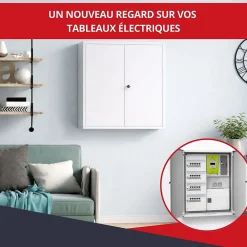 Atole Porte Et Cache Tableau Électrique-Coffret d'habillage en acier avec clé pour tableaux électriques double - H 54 x L 58,5 x P 16 cm - Réf. RCH2T116GSS
