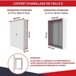 Atole Porte Et Cache Tableau Électrique-Coffret d'habillage en acier avec clé pour tableaux électriques double - H 54 x L 58,5 x P 16 cm - Réf. RCH2T116GSS