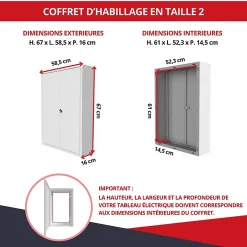 Atole Coffret d'habillage en acier avec clé pour tableaux électriques double - H 54 x L 58,5 x P 16 cm - Réf. RCH2T216GSS