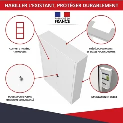 Atole Coffret d'habillage en acier avec clé pour tableaux électriques double - H 54 x L 58,5 x P 16 cm - Réf. RCH2T216GSS