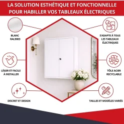 Atole Porte Et Cache Tableau Électrique-Coffret d'habillage en acier avec clé pour tableaux électriques double - H 54 x L 58,5 x P 16 cm - Réf. RCH2T316GSS