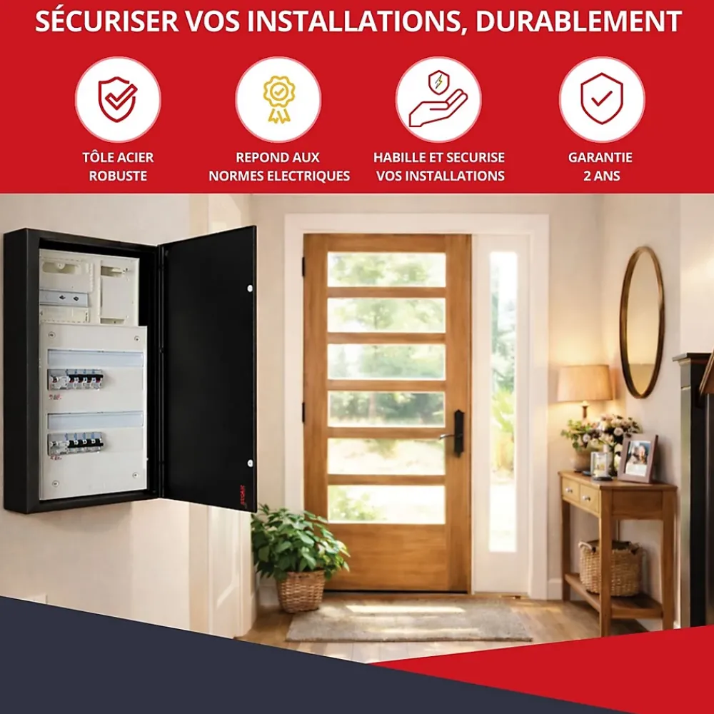Atole Porte Et Cache Tableau Électrique-Coffret d'habillage 13 modules en acier blanc pour tableaux éléctriques - H 920 x L 340 x P 140 mm - Réf. RCH400