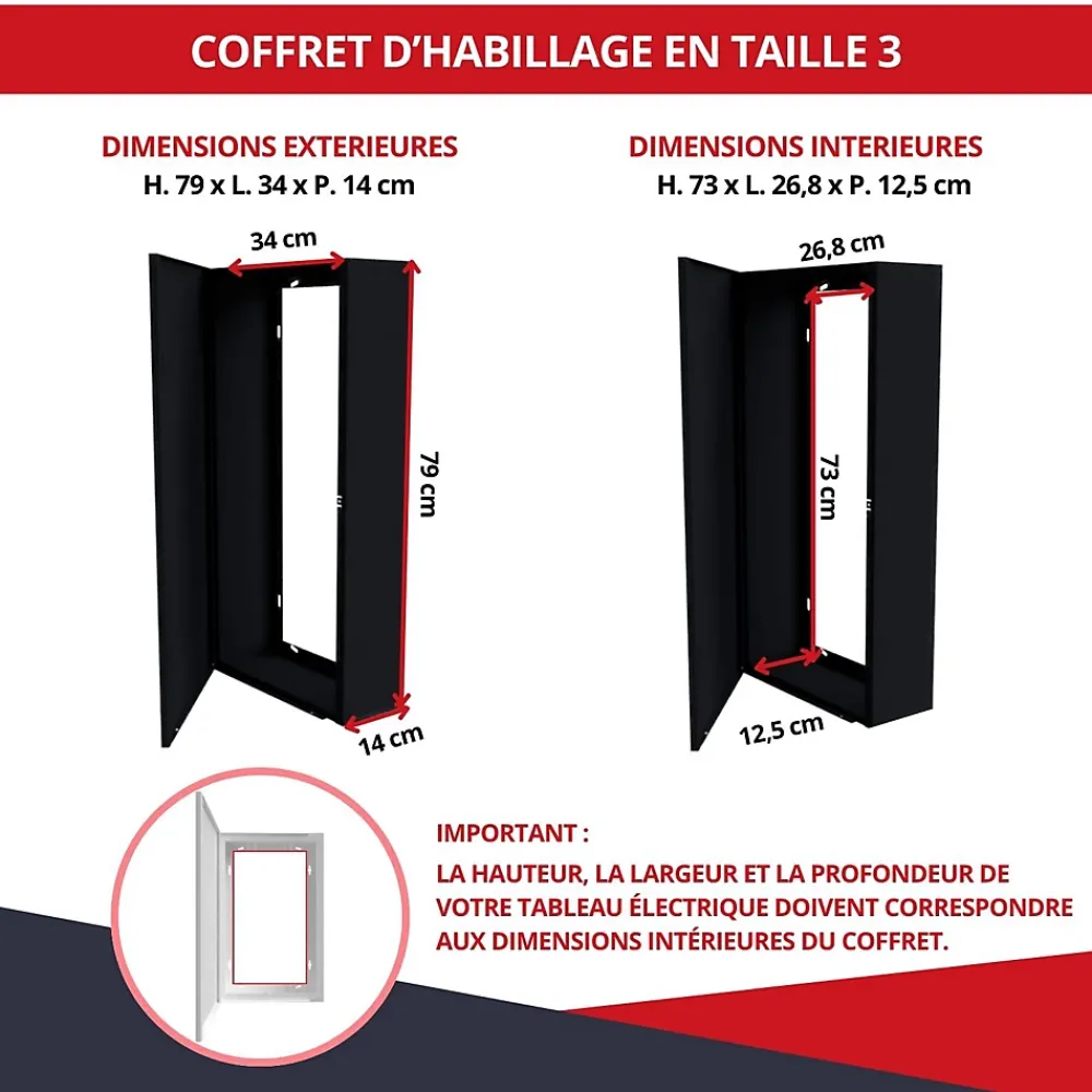 Atole Porte Et Cache Tableau Électrique-Coffret d'habillage 13 modules en acier blanc pour tableaux éléctriques - H 920 x L 340 x P 140 mm - Réf. RCH400