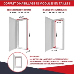 Atole Coffret d'habillage 18 modules en acier blanc pour tableaux éléctriques - H 1170 x L 450 x P 140 mm - Réf. RCHM186