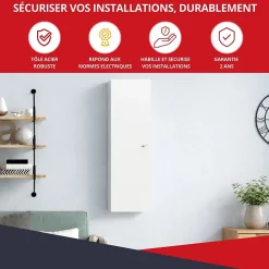 Atole Coffret d'habillage 13 modules en acier blanc avec serrure à clef - H 1170 x L 340 x P 140 mm - Réf. RCH600GSS