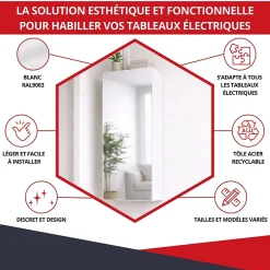 Atole Porte Et Cache Tableau Électrique-Coffret d'habillage 13 modules en acier blanc avec porte miroir - H 117 x L 34 x P 14,5 cm - Réf. RCH600MIR
