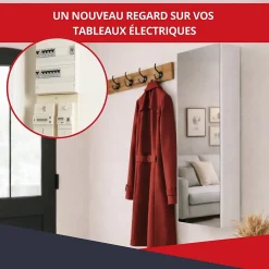 Atole Porte Et Cache Tableau Électrique-Coffret d'habillage 13 modules en acier blanc avec porte miroir - H 117 x L 34 x P 14,5 cm - Réf. RCH600MIR
