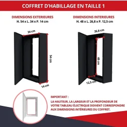 Atole Coffret d'habillage 13 modules en acier noir pour tableaux électriques - H 540 x L 340 x P 140 mm - Réf. RCH100NR