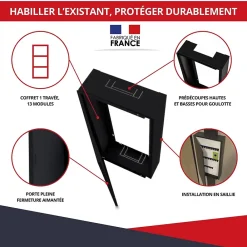 Atole Coffret d'habillage 13 modules en acier noir pour tableaux éléctriques - H 670 x L 340 x P 140 mm - Réf. RCH200NR
