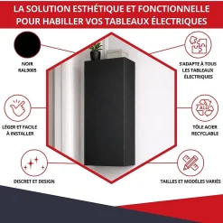 Atole Coffret d'habillage 13 modules en acier noir pour tableaux éléctriques - H 670 x L 340 x P 140 mm - Réf. RCH200NR