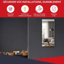 Atole Coffret d'habillage 13 modules en acier blanc avec porte miroir - H 79 x L 34 x P 14,5 cm - Réf. RCH300MIR