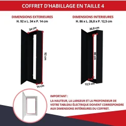 Atole Coffret d'habillage 13 modules en acier noir pour tableaux éléctriques - H 920 x L 340 x P 140 mm - Réf. RCH400NR