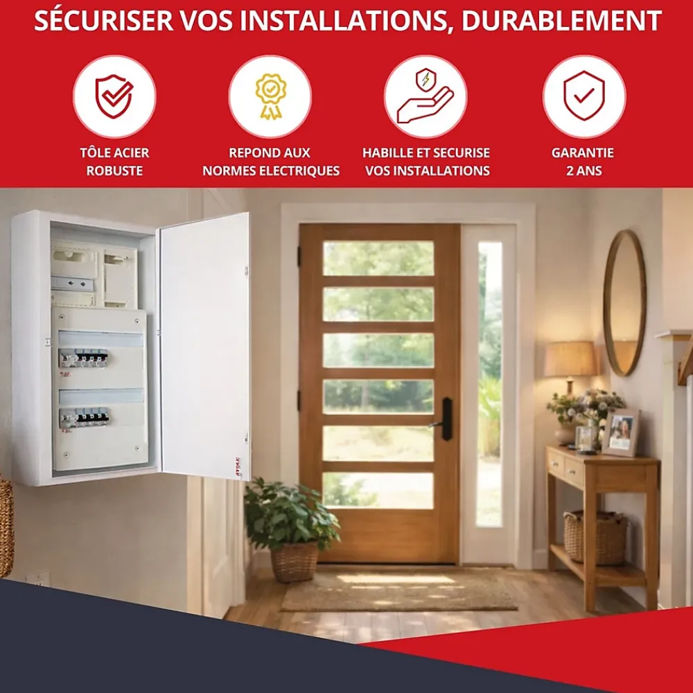 Atole Coffret d'habillage 13 modules en acier blanc pour tableaux éléctriques - H 1170 x L 340 x P 140 mm - Réf. RCH600