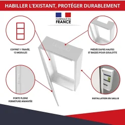 Atole Porte Et Cache Tableau Électrique-Coffret d'habillage 13 modules en acier blanc pour tableaux éléctriques - H 670 x L 340 x P 140 mm - Réf. RCH200