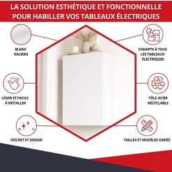 Atole Porte Et Cache Tableau Électrique-Coffret d'habillage 13 modules en acier blanc pour tableaux éléctriques - H 670 x L 340 x P 140 mm - Réf. RCH200
