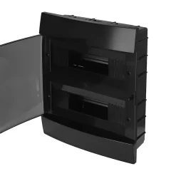 Horoz Electric Tableau Électrique Nu-Coffret électrique encastré 24 modules Tableau électrique nu noir fumé, 286 x 340,5 x 112,5 mm, HOROZ