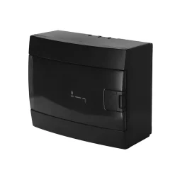 Horoz Electric Tableau Électrique Nu-Coffret électrique en saillie 8 modules Tableau électrique nu noir fumé, 215,5 x 173,5 x 104,5 mm, HOROZ