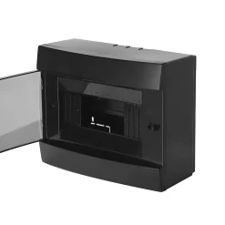 Horoz Electric Tableau Électrique Nu-Coffret électrique en saillie 8 modules Tableau électrique nu noir fumé, 215,5 x 173,5 x 104,5 mm, HOROZ