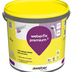 Weber Colle allégée pour carrelage spéciale salle de bain .FIX PREMIUM ² (D2 ET) - Le Seau de 17 Kg - BLANC