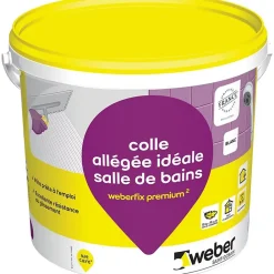 Weber Colle allégée pour carrelage spéciale salle de bain .FIX PREMIUM ² (D2 ET) - Le Seau de 17 Kg - BLANC