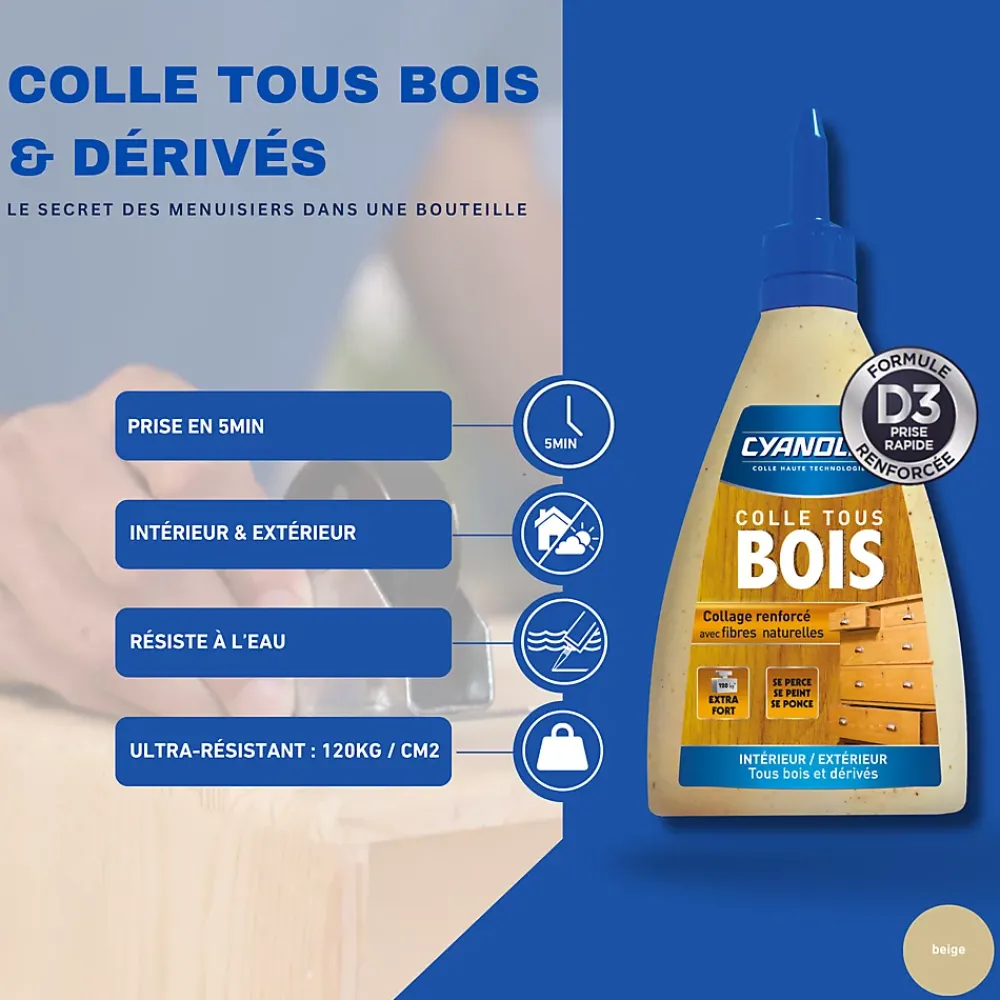 Cyanolit Colle à bois 290g collage renforcé