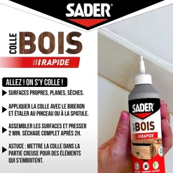 Sader Colle à bois à prise rapide transparente après séchage biberon de 250 g