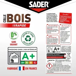 Sader Colle-Colle à bois à prise rapide transparente après séchage tube de 125 ml
