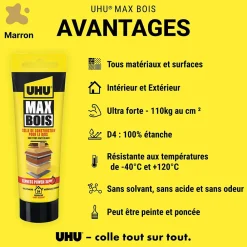 UHU Colle-Colle à bois Wood Max Express Power 7002043 en tube de 100 g