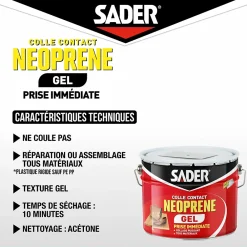 Sader Colle-Colle contact néoprène en gel tous matériaux seau de 2.5 litres