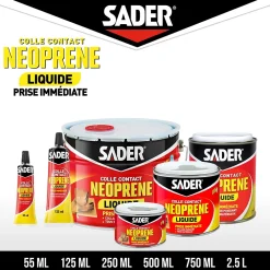 Sader Colle-Colle contact néoprène liquide tous matériaux tube de 55 ml