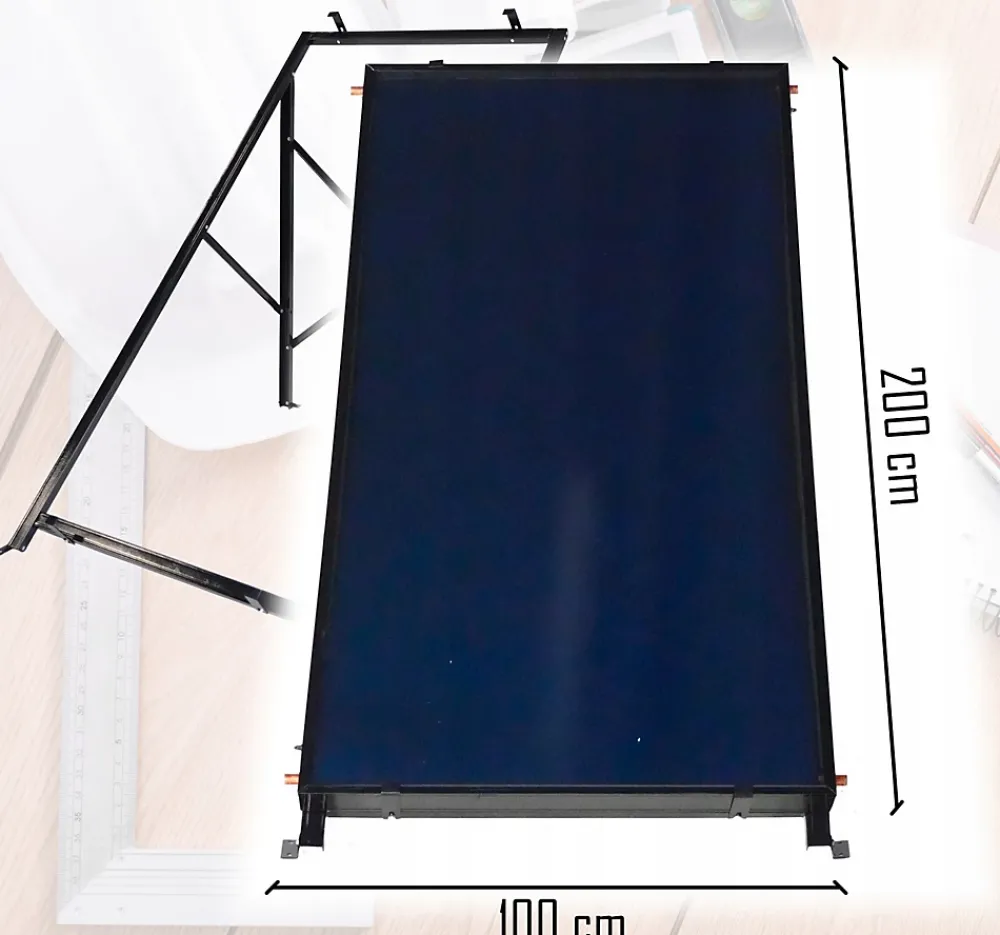 Thunder Panneau Solaire À Composer-Collecteur solaire 2 m² avec structure de montage et raccords 3/4 1 pièce.