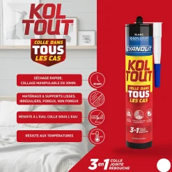 Cyanolit Colle-Colle de fixation Koultout 33301149 couleur blanc résistance 350 kg / 10 cm² séchage en 30 minutes