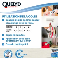 Quelyd Colle Papier Peint-Colle en poudre - adaptée pour tout papiers peints intissés - surface de couverture 32 m² - 30621359