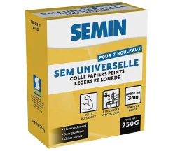 Semin Colle Papier Peint-Colle en Poudre pour Papiers Peints Légers et Lourds , Boite 250 g