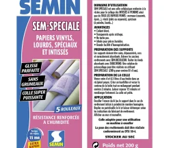 Semin Colle en Poudre pour Papiers Peints Sem-Spéciale , Vinyls, Lourds, Spéciaux et Intissés, Intérieur, Boite 200 g (lot de 3)