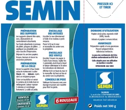 Semin Colle en Poudre pour Papiers Peints Vinyls et Intissés , Boite de 300 g