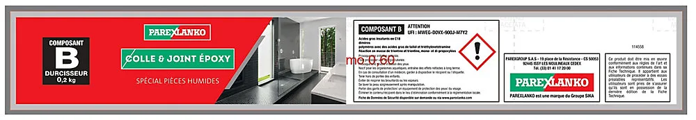 Parexlanko Colle|Colle Carrelage-Colle et joint époxy beige spécial pièces humides 3 kg