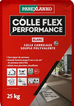 Parexlanko Colle Carrelage-Colle Flex performance Blanc tous type de carreaux 25Kg