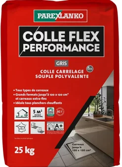 Parexlanko Colle Flex performance gris tous type de carreaux 25Kg